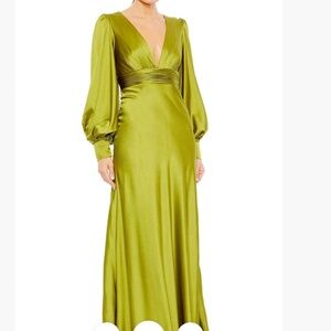Ieena Duggal -  Bishop Sleeve V-Neck Evening Gown